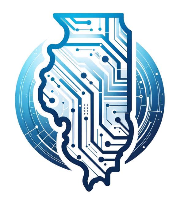 image of Illinois styled with circuitry